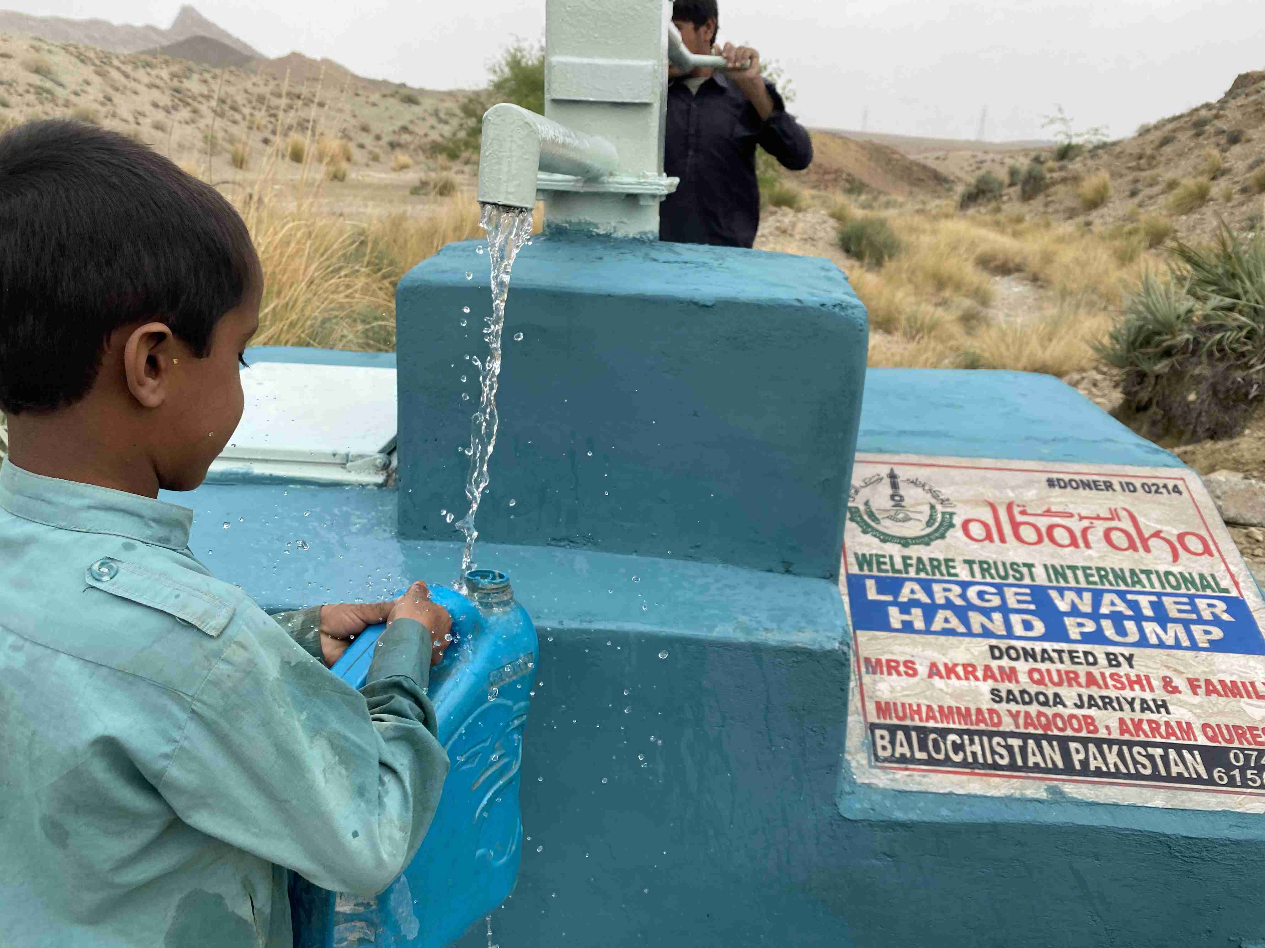 Smiling child with food bag